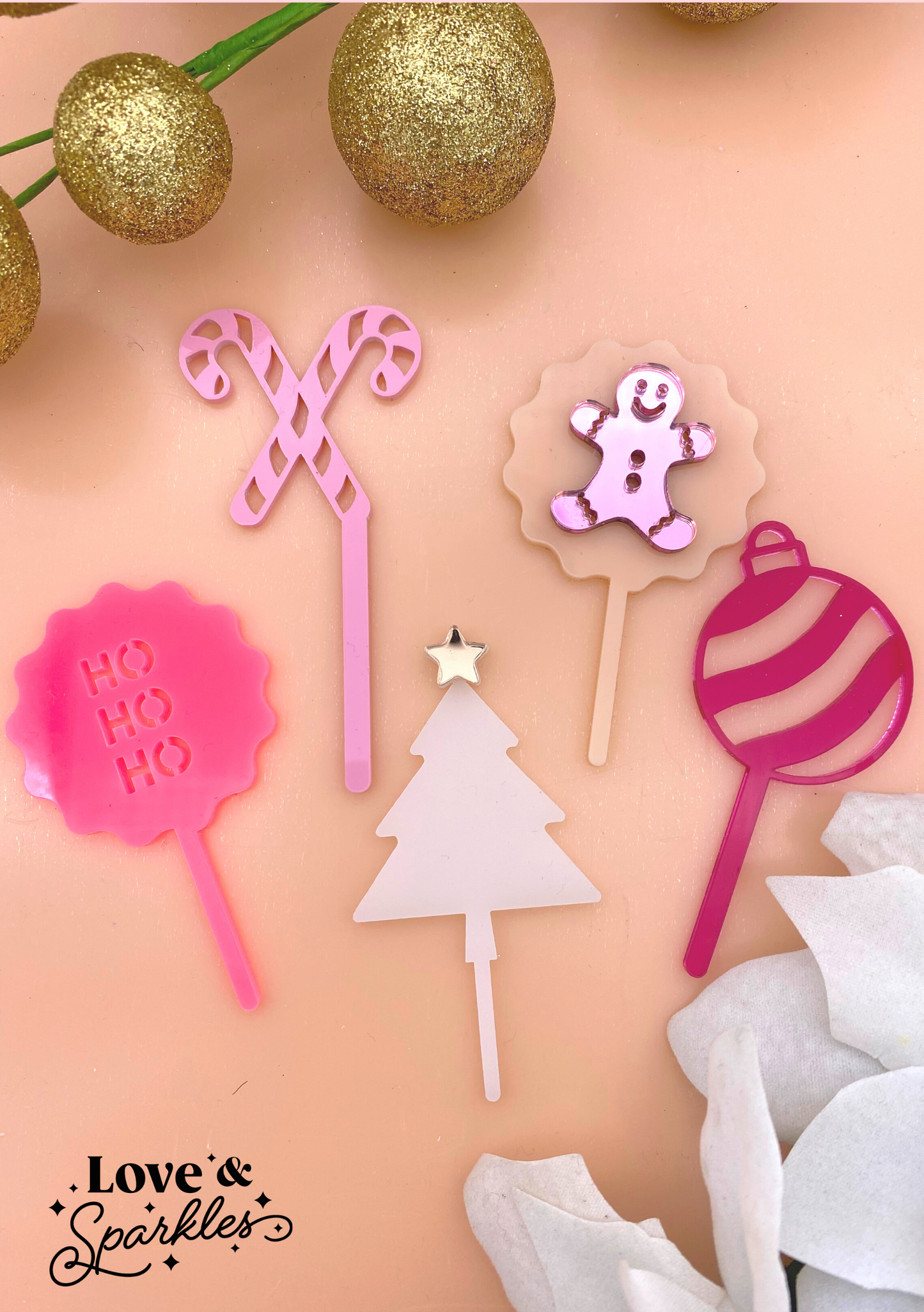 Christmas Sparkle Cupcake Toppers Pack of 6