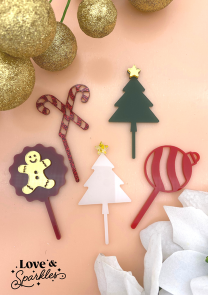 Christmas Sparkle Cupcake Toppers Pack of 6