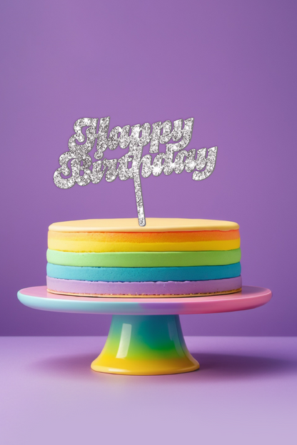 70's Style Font Happy Birthday Cake Topper