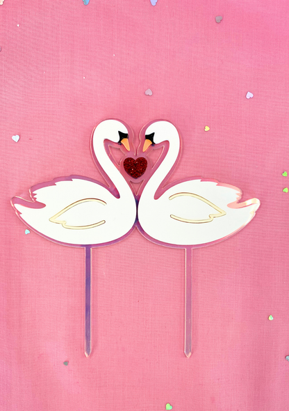 Swans in Love Cake Topper