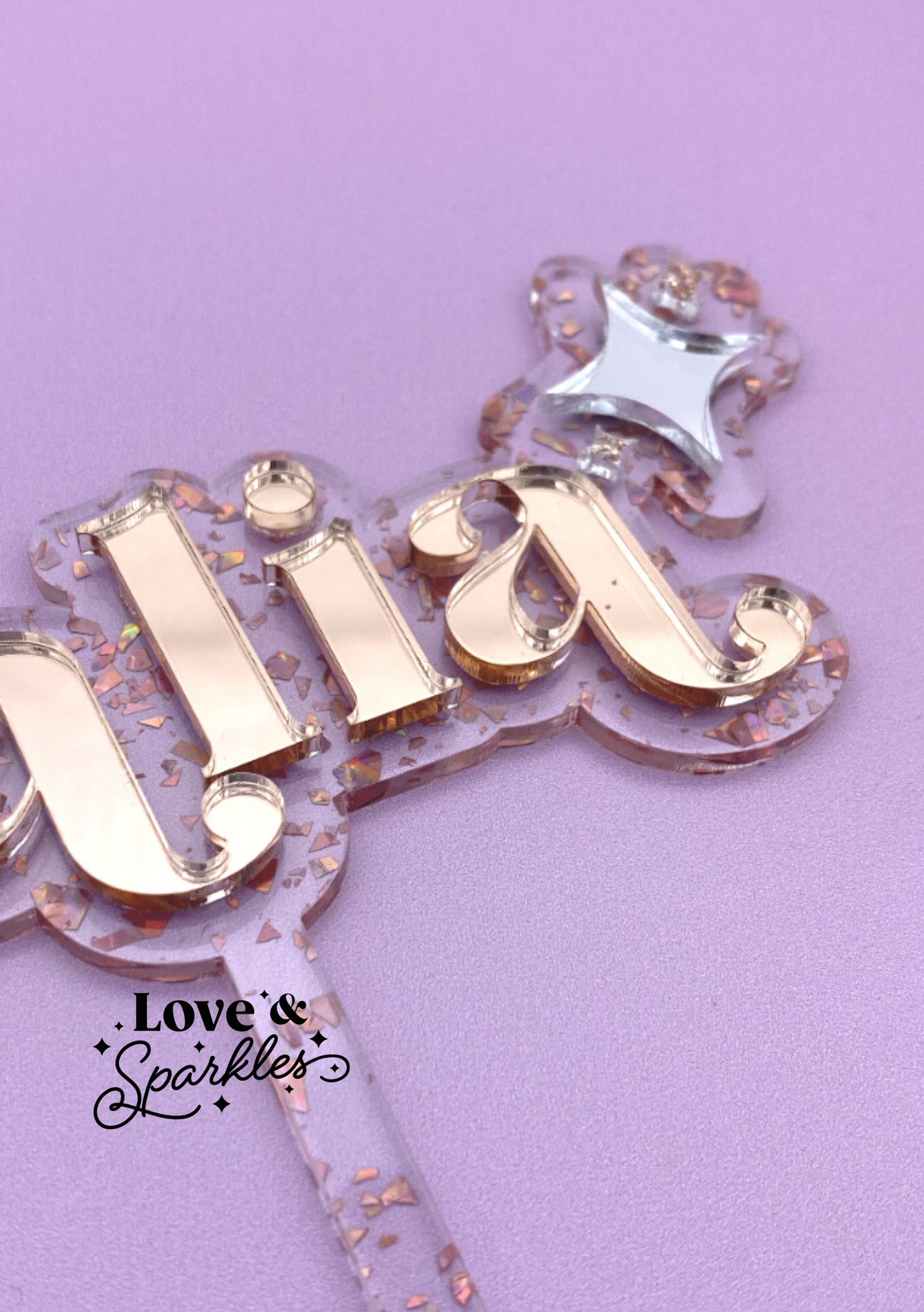 Metallic Custom Name Topper with Sparkle Detail