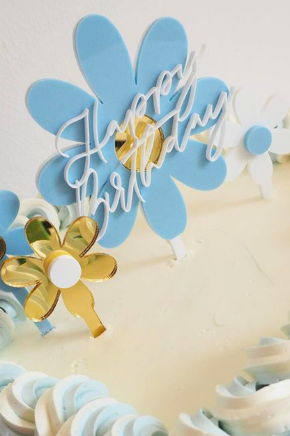 Enchanted Garden Custom text Daisy Cake topper