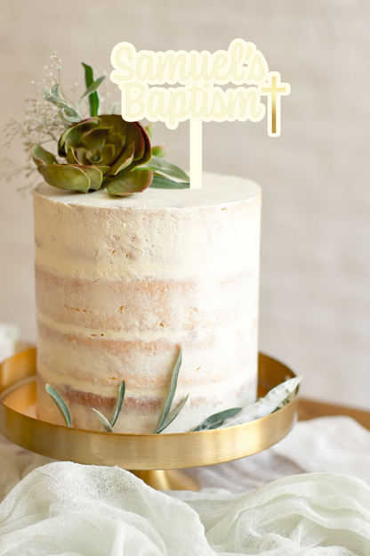 Multi Layer Ivory Baptism Cake Topper