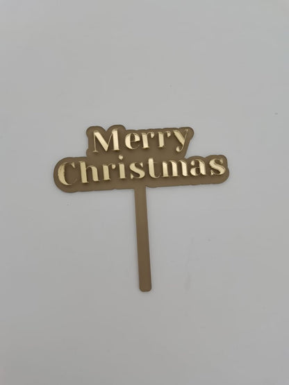 Merry Christmas Mirror Cake topper