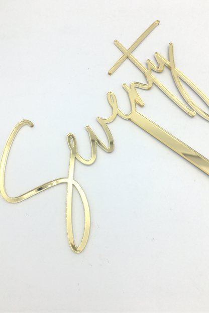 Metallic Simple Script Number Text Cake Topper