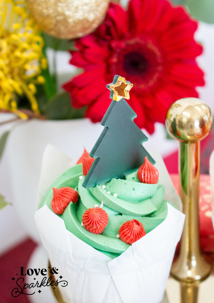 Christmas Sparkle Cupcake Toppers Pack of 6