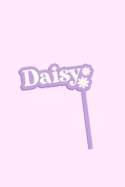 Daisy Flower Custom Name Cake Topper