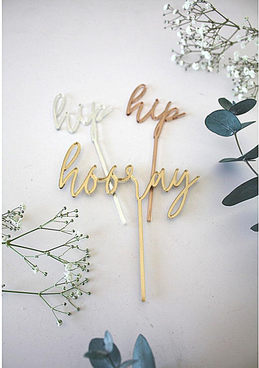 Hip Hip Hooray 3 Piece Mirror Cake Topper