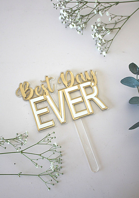 Multi Layer Best Day Ever Wedding Cake Topper