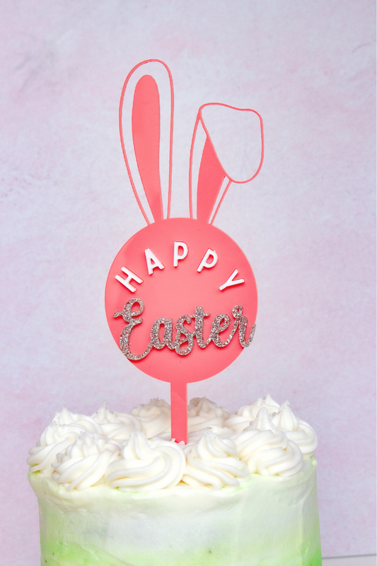 Happy Easter Cake Topper with Bunny Ears