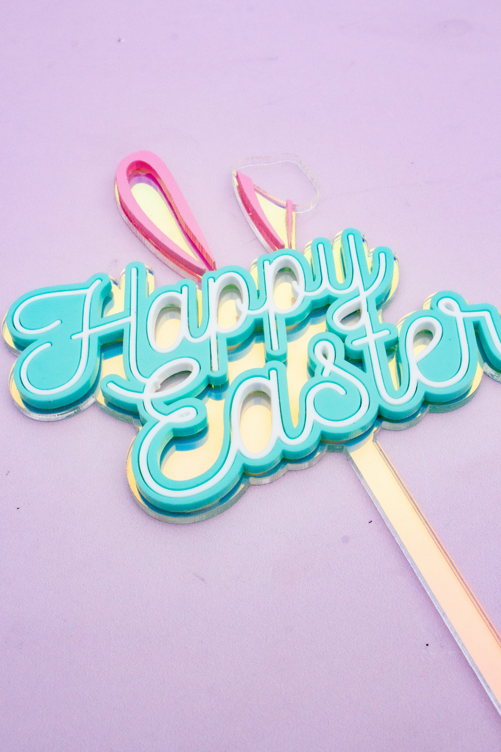 Multi Layer Happy Easter Cake Topper with Bunny Ears