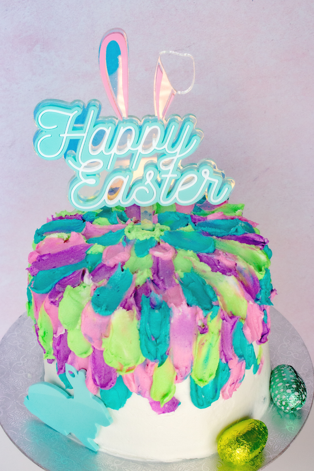 Multi Layer Happy Easter Cake Topper with Bunny Ears