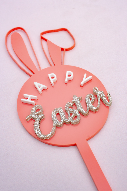 Happy Easter Cake Topper with Bunny Ears