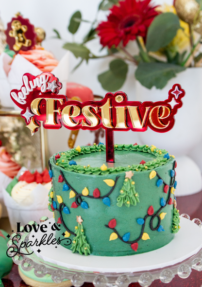 Feelin' Festive Sparkly Christmas Cake topper