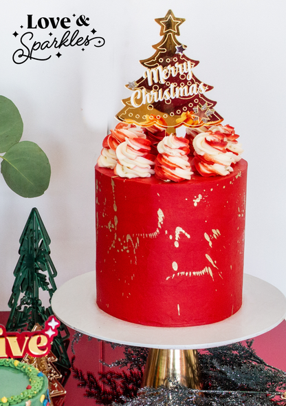 Christmas Tree Mirror Finish Cake topper