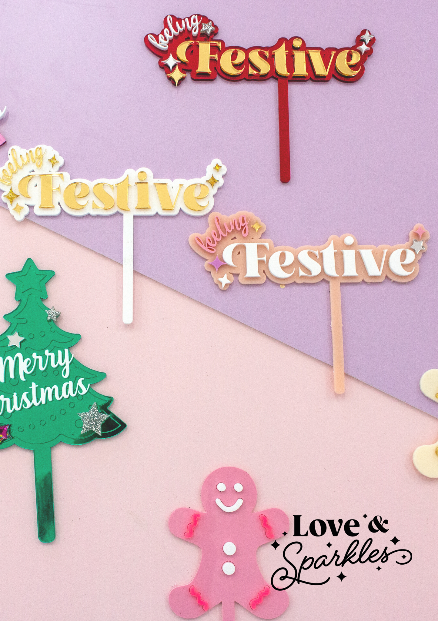 Feelin' Festive Sparkly Christmas Cake topper