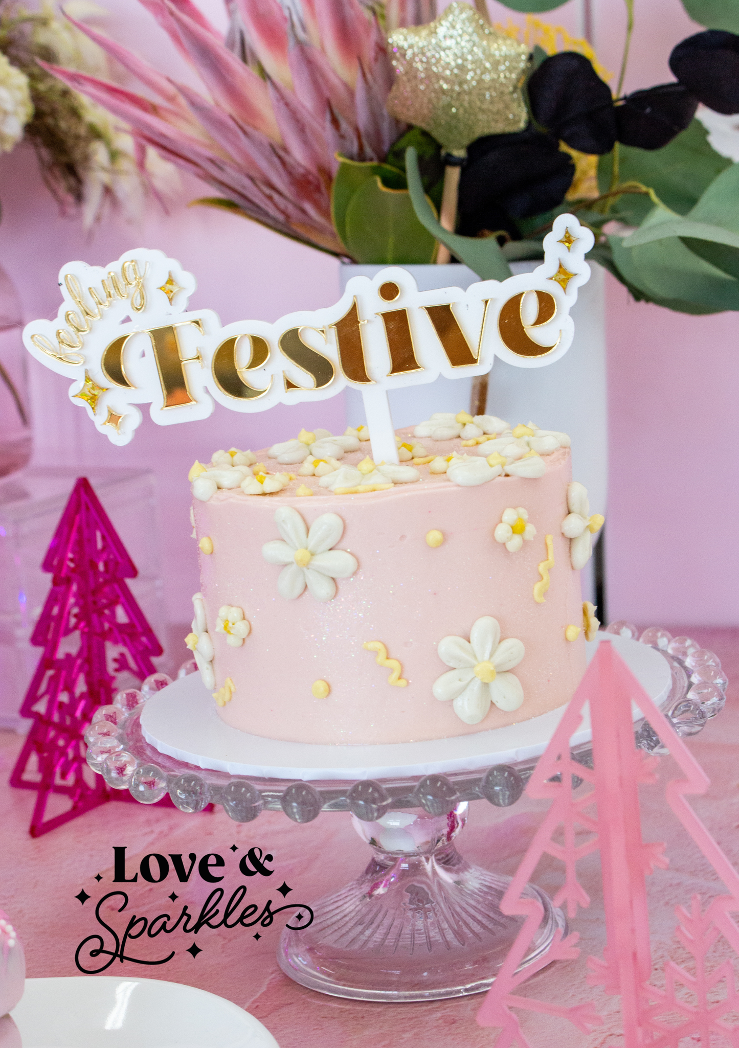 Feelin' Festive Sparkly Christmas Cake topper