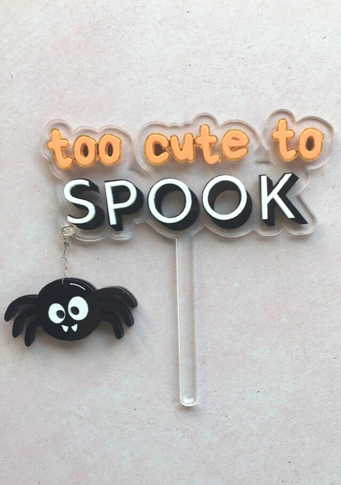 Too cute to spook Halloween sparkly topper dangly spider