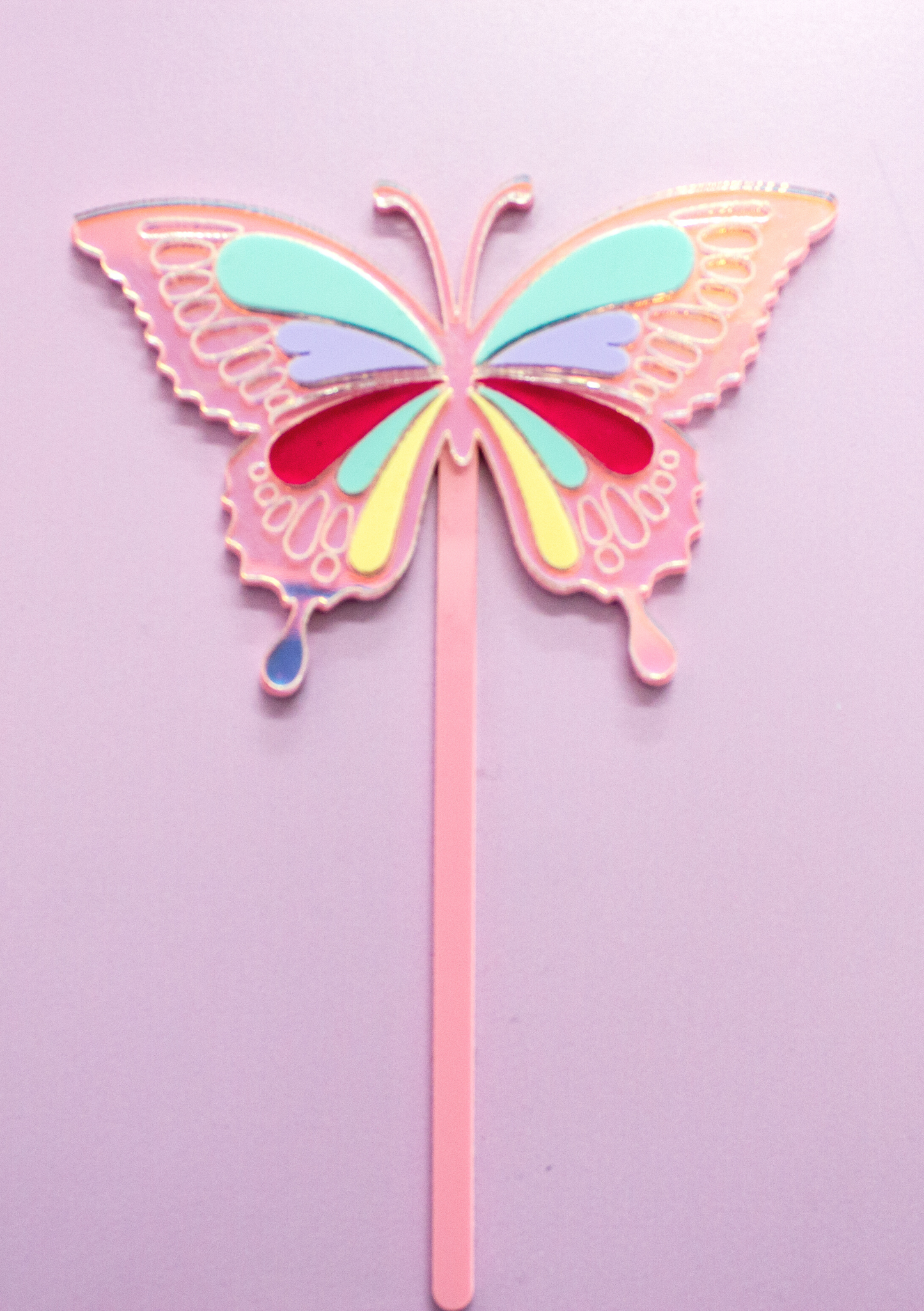 Enchanted Garden Pearl Butterfly Cake Topper with Colour Inlay