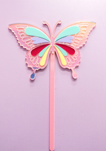 Enchanted Garden Pearl Butterfly Cake Topper with Colour Inlay