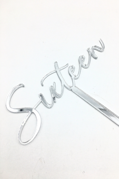 Metallic Simple Script Number Text Cake Topper