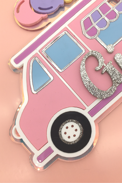 Ice Cream Truck Cake Topper with Glitter Name