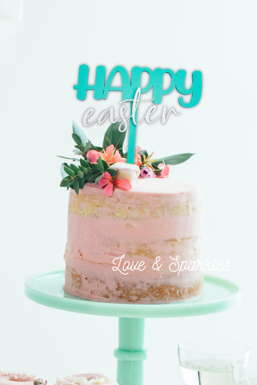 Pastel Double Layer Happy Easter Cake Topper