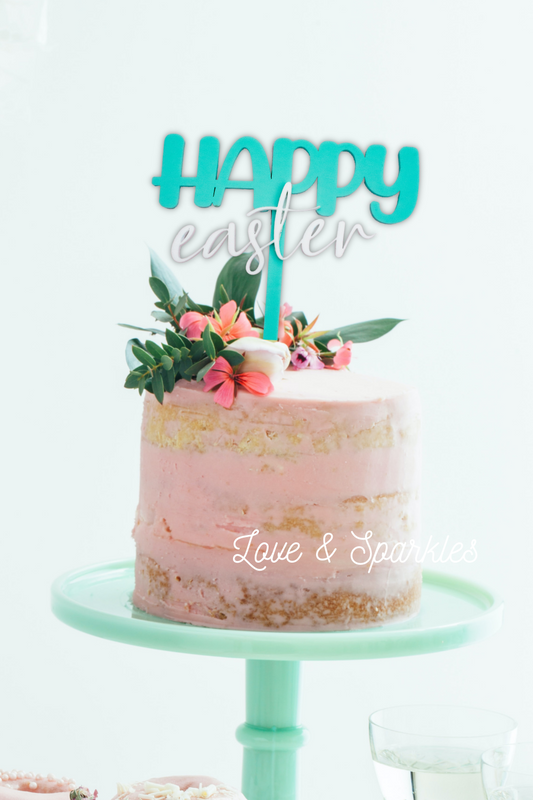 Pastel Double Layer Happy Easter Cake Topper