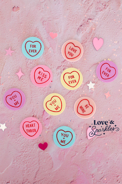 Love Valentines Heart Conversation Cupcake Toppers Discs