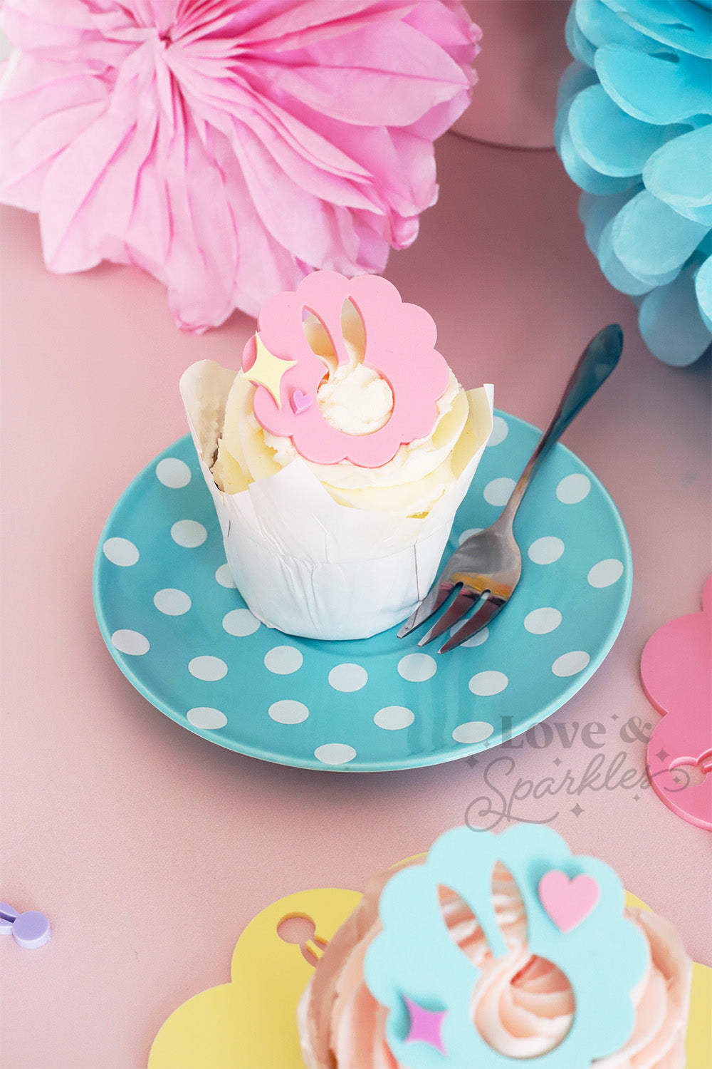 Bunny Cutout Cupcake Toppers with 3D Details