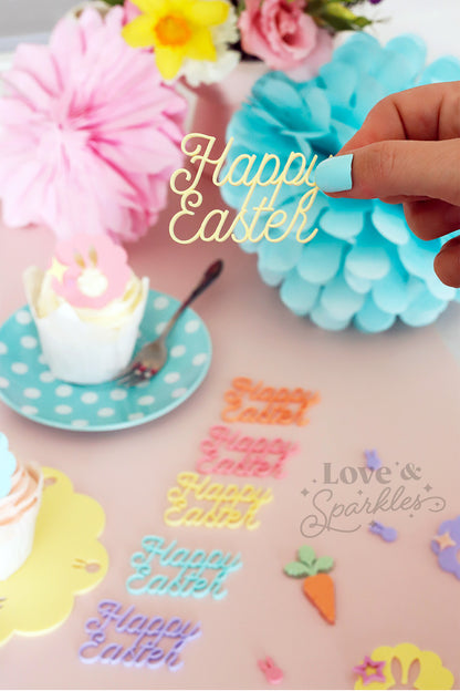 Happy Easter Cutout Text Cupcake Toppers