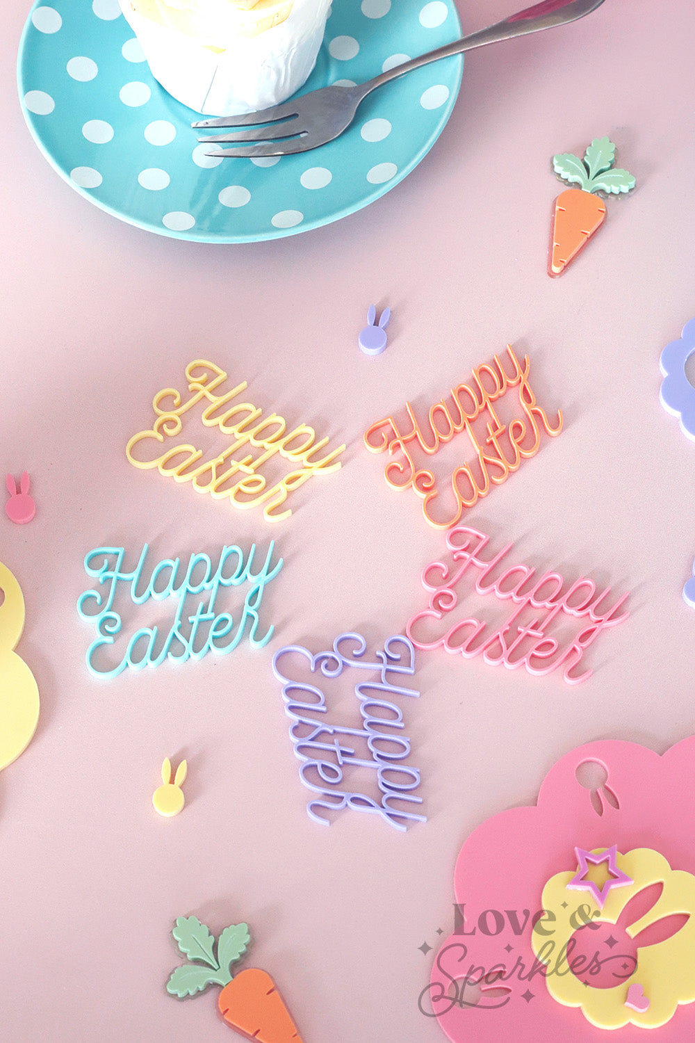 Happy Easter Cutout Text Cupcake Toppers