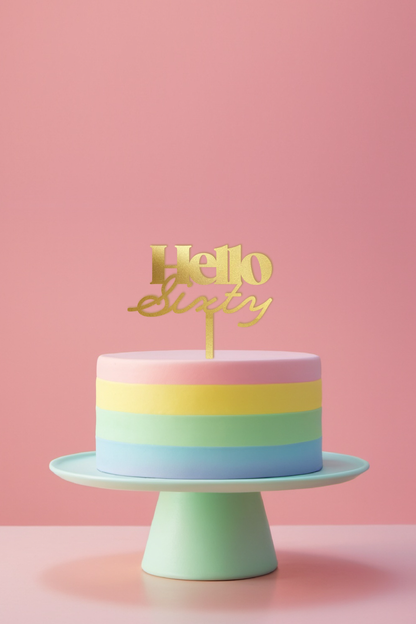 Hello Age Cake Topper Mirror Finish