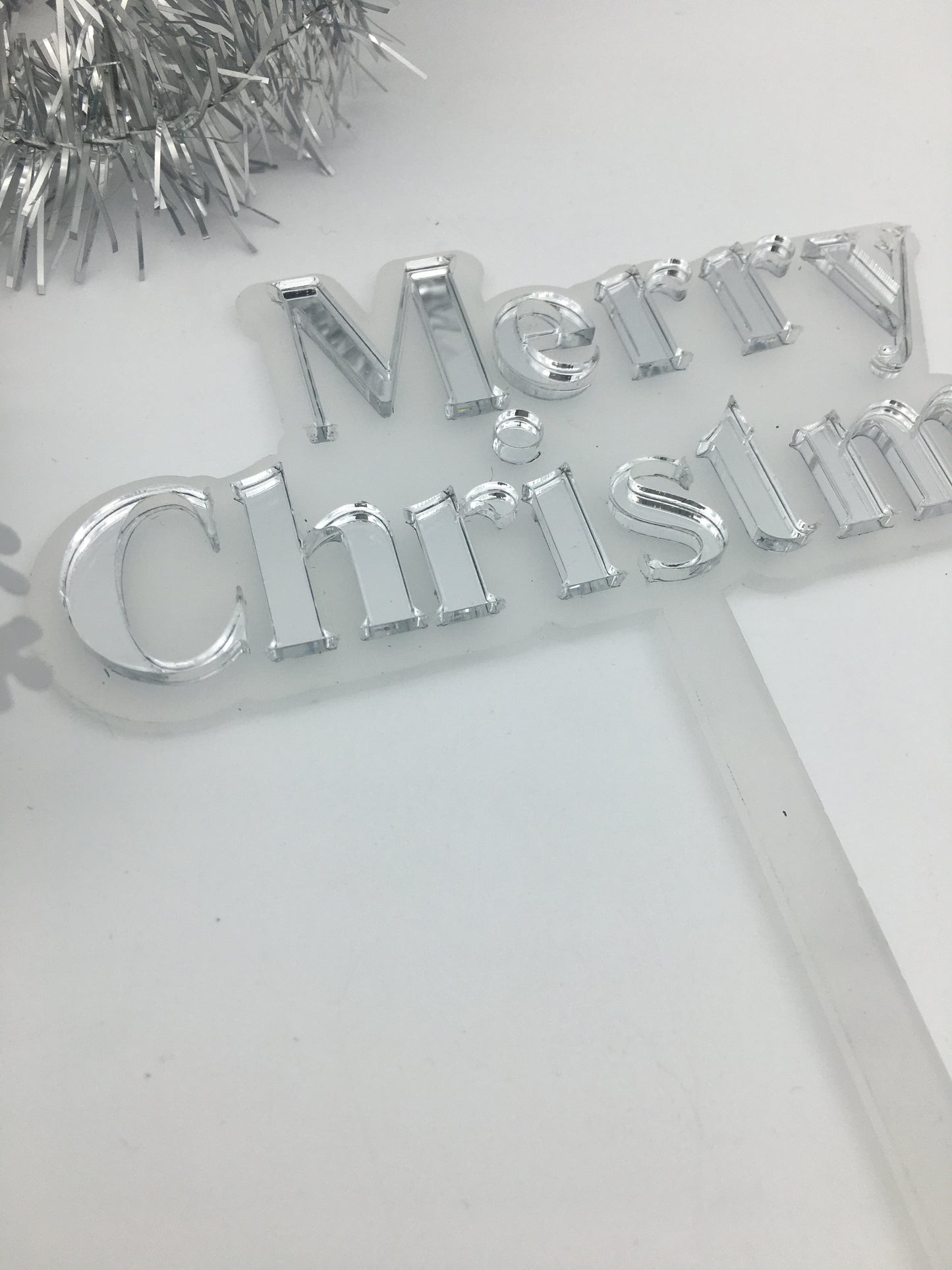 Merry Christmas Mirror Cake topper