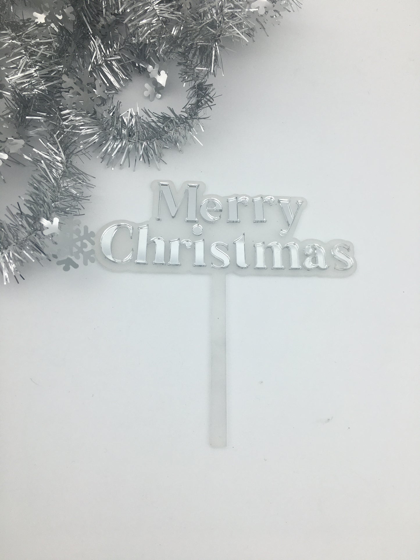 Merry Christmas Mirror Cake topper