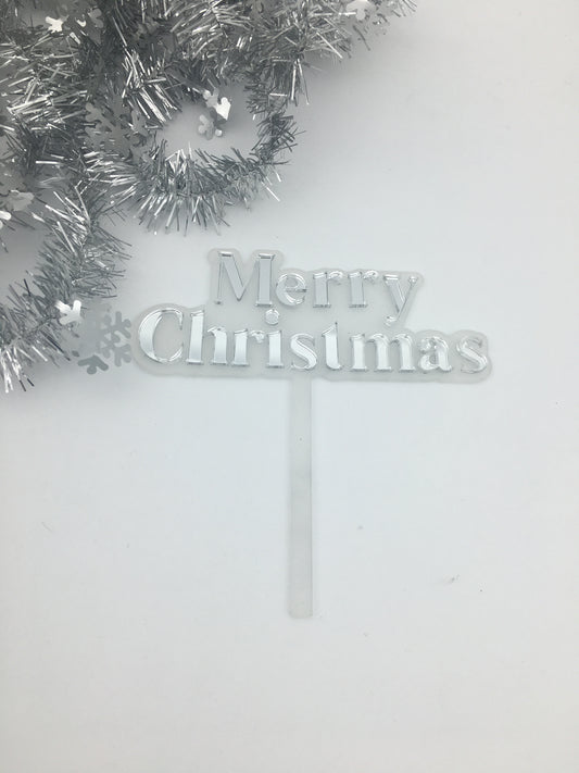 Merry Christmas Mirror Cake topper