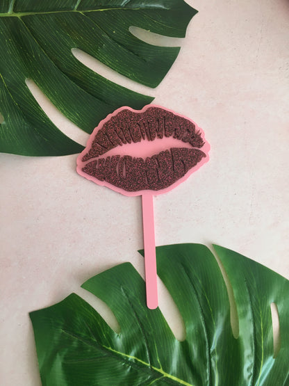 Double Layer Glitter Lips Cake Topper