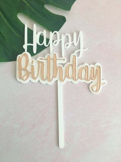 Double Layer Happy Birthday Cake Topper