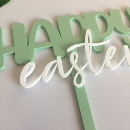 Pastel Double Layer Happy Easter Cake Topper