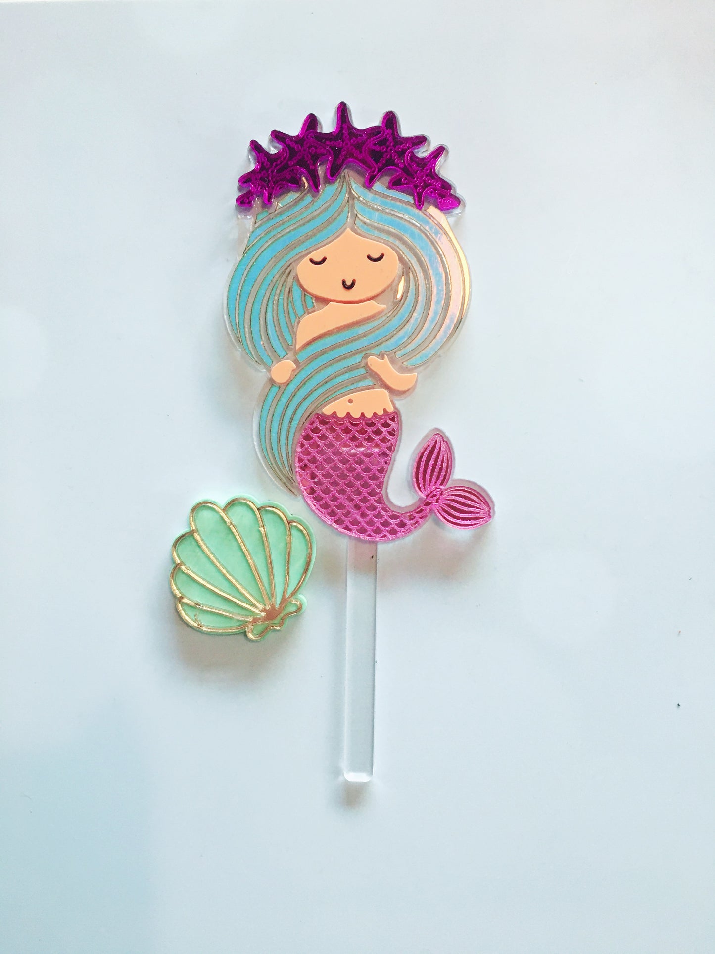 Mermaid Metallic & Pearl Cake Topper