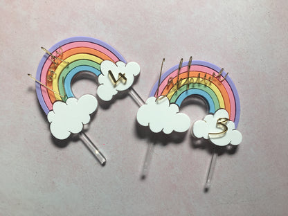 Rainbow Topper with Gold Name and Age