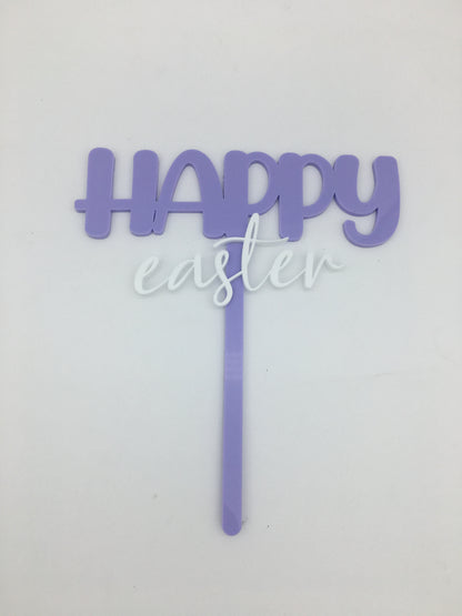 Pastel Double Layer Happy Easter Cake Topper