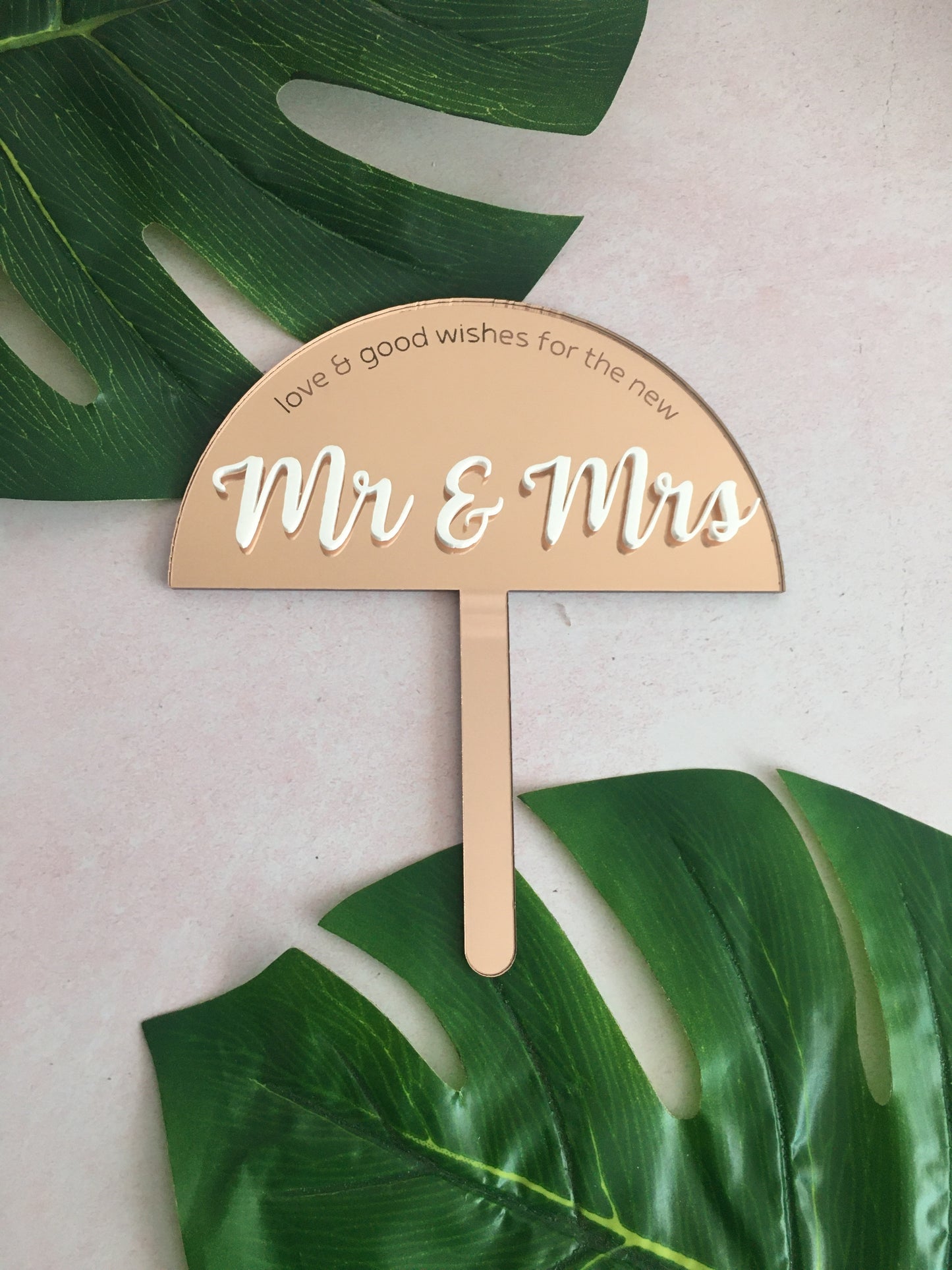 Double Layer Arc Mr & Mrs Wedding Cake Topper