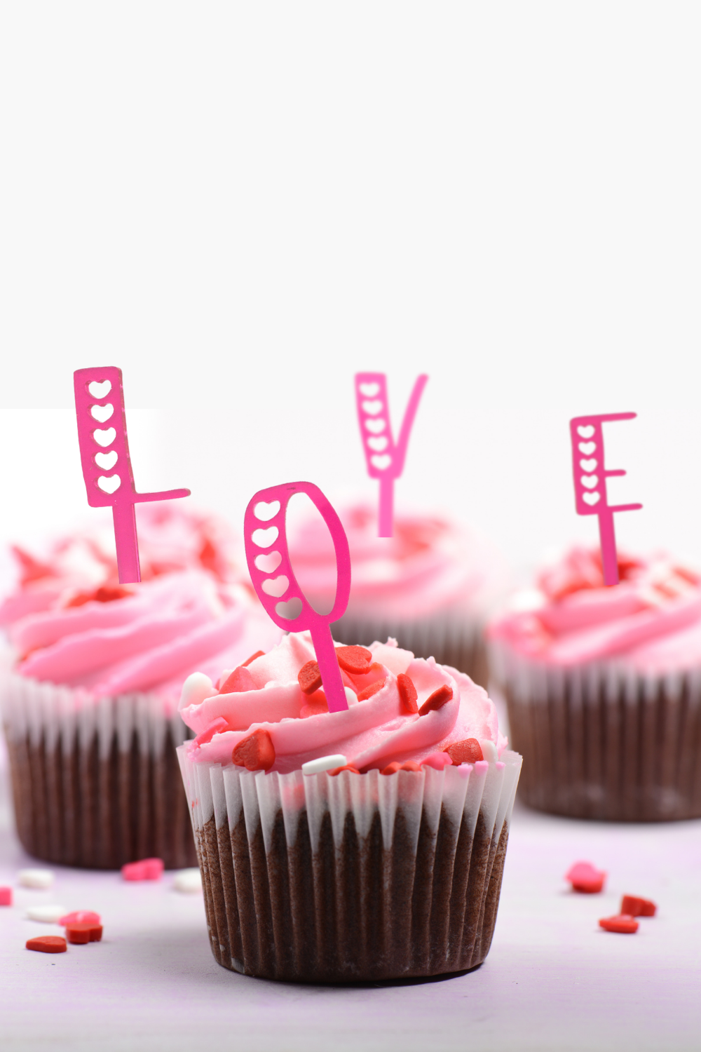 LOVE Multi Piece Pink Cake or Cupcake Topper Set