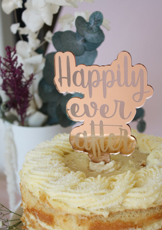 Happily Ever After Etched Mirror Cake Topper