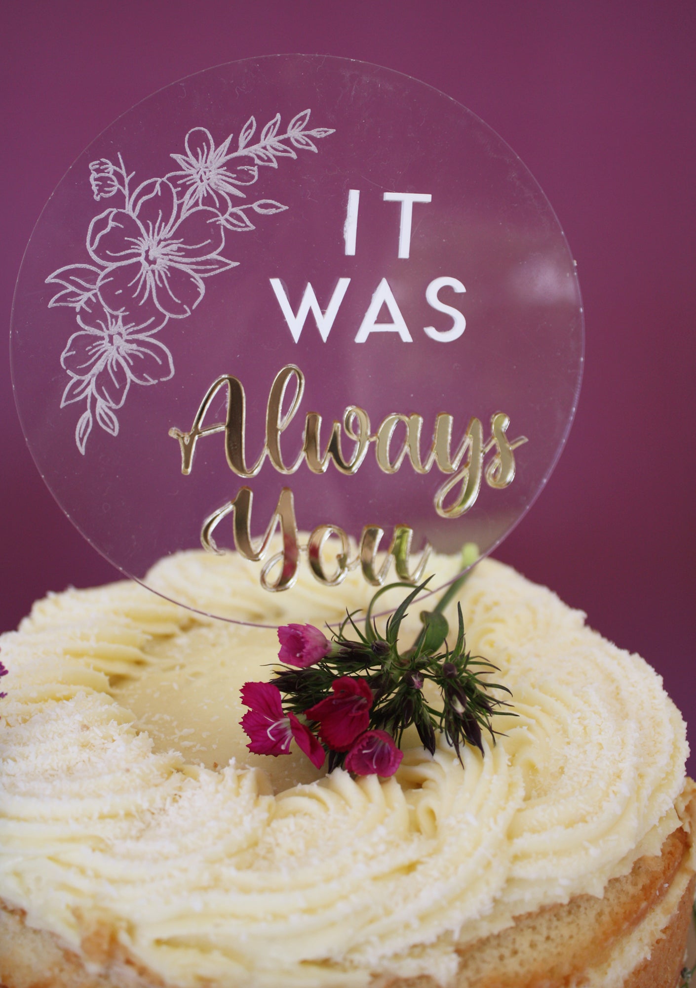 It Was Always You Engraved Wedding Cake Topper