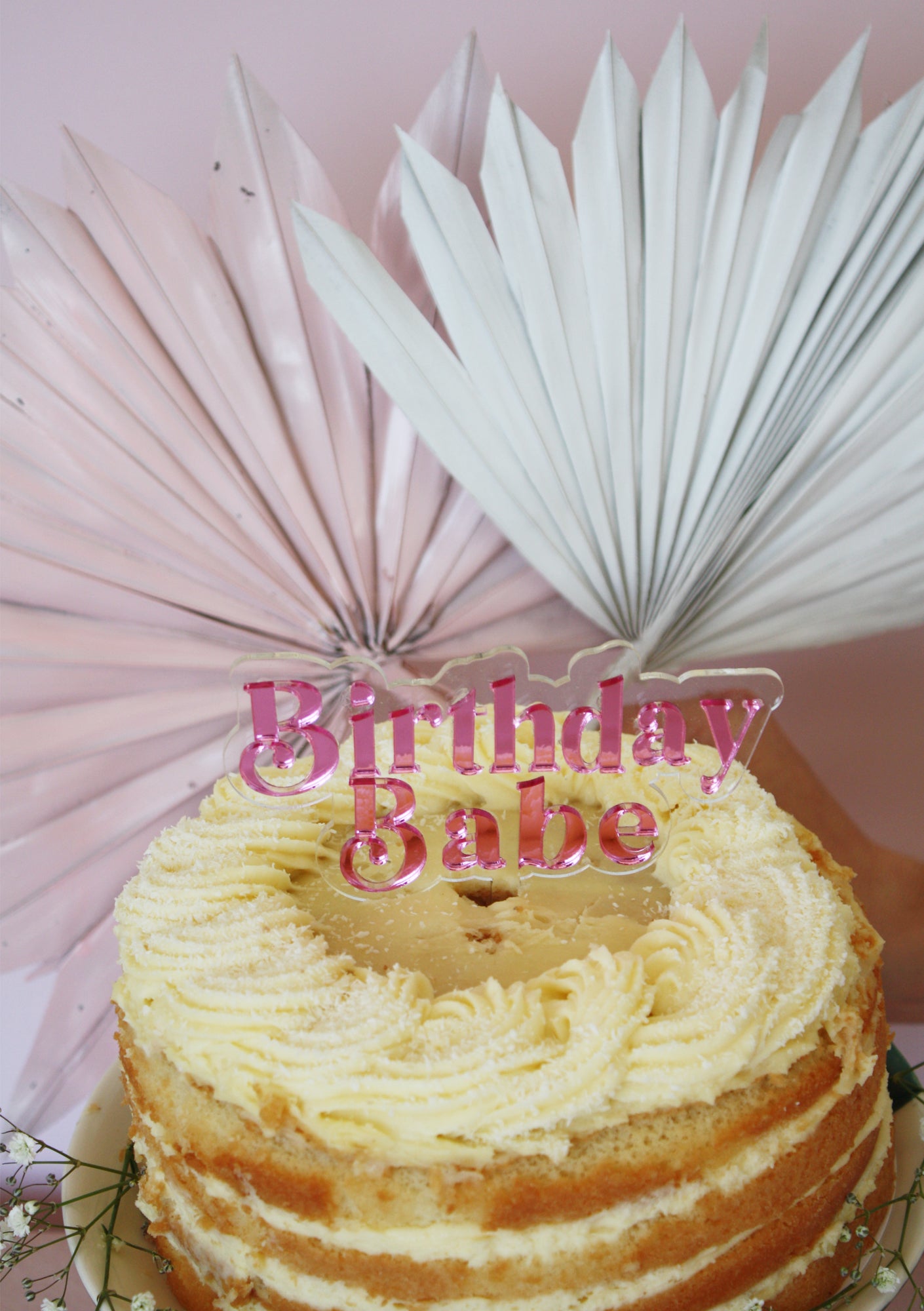 Colour Mirror & Clear Birthday Babe Boho Style Cake Topper