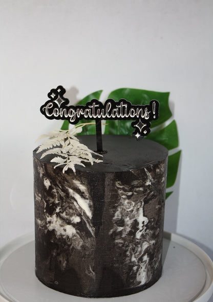 Black & Silver Congratulations Cake Topper