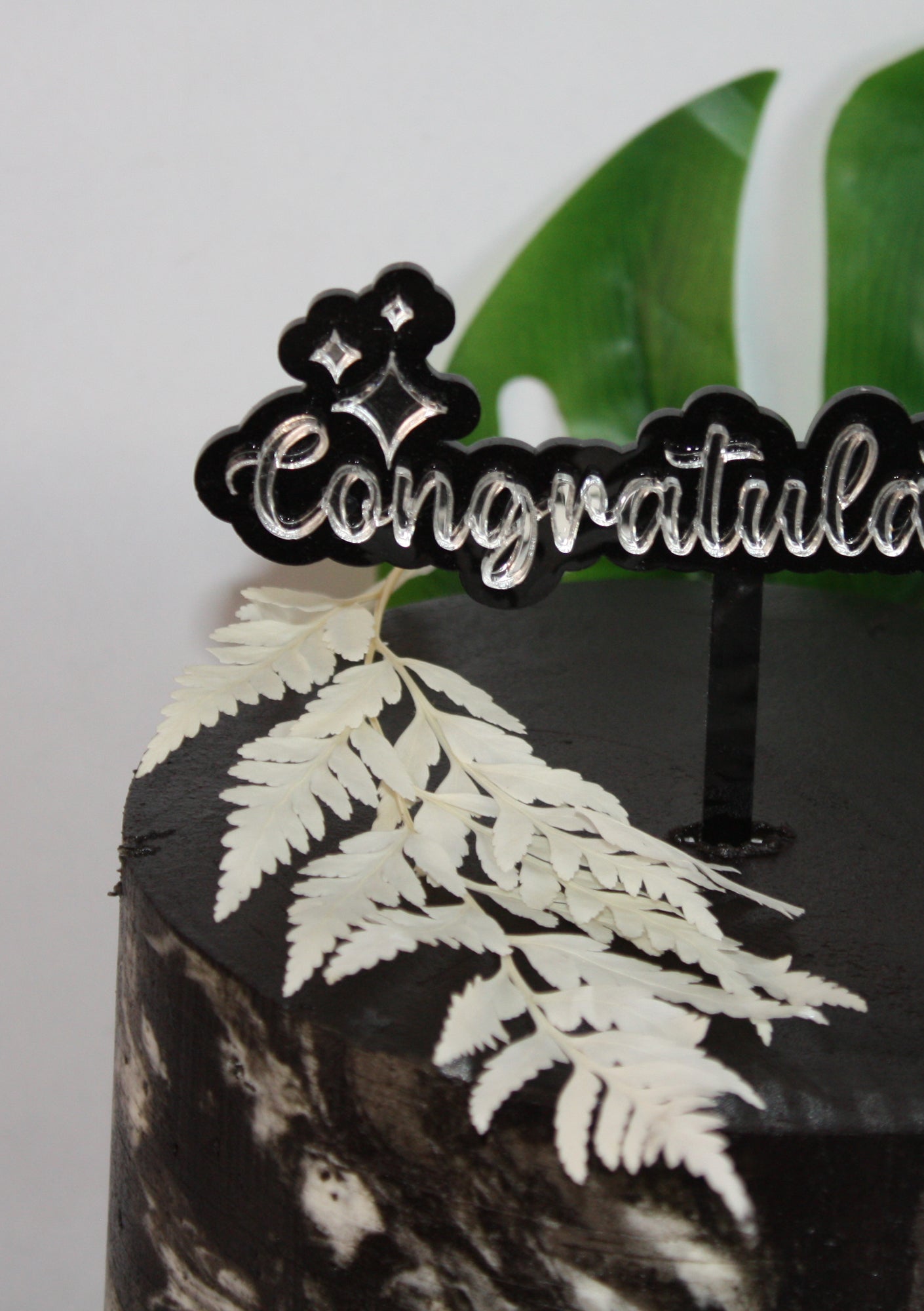 Black & Silver Congratulations Cake Topper