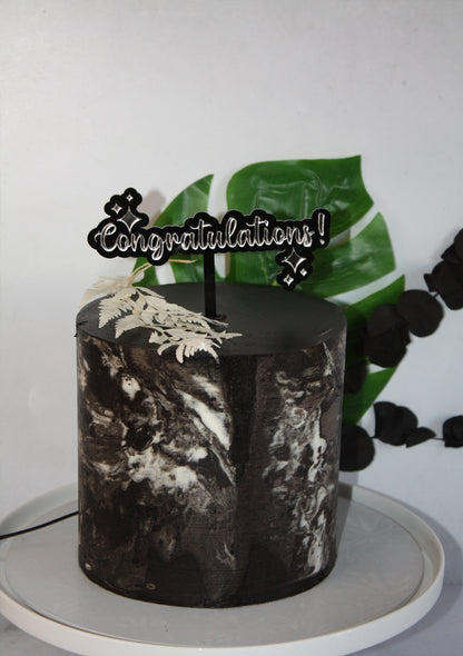 Black & Silver Congratulations Cake Topper